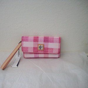 DOONEY & BOURKE Pink Plaid Flap Wristlet NEW
